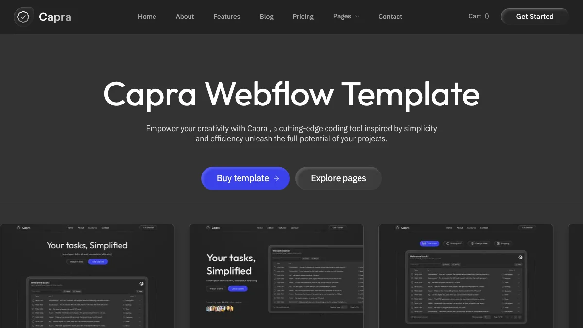 Screenshot of the Capra theme homepage