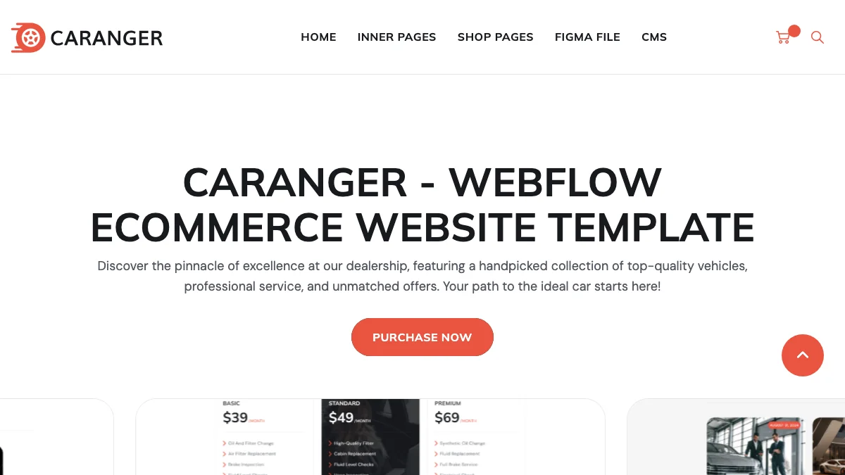 Screenshot of the Caranger theme homepage