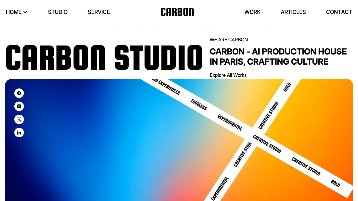 Screenshot of the Carbon Studio theme homepage