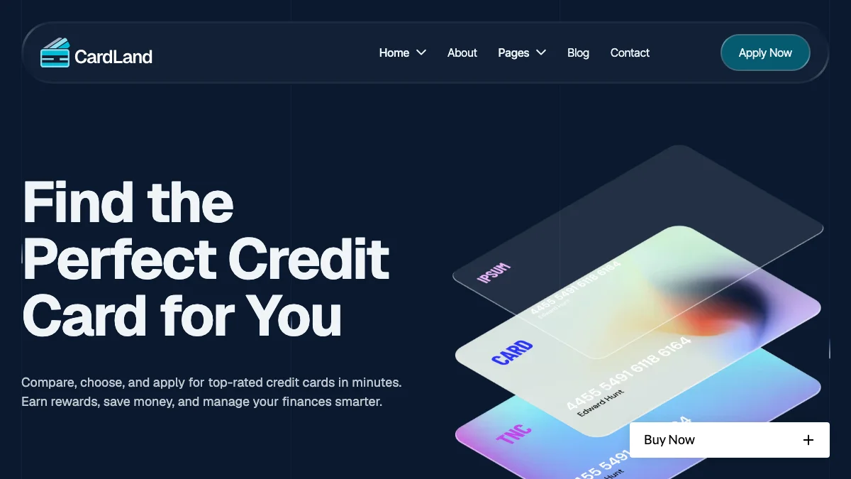 Screenshot of the Cardland theme homepage