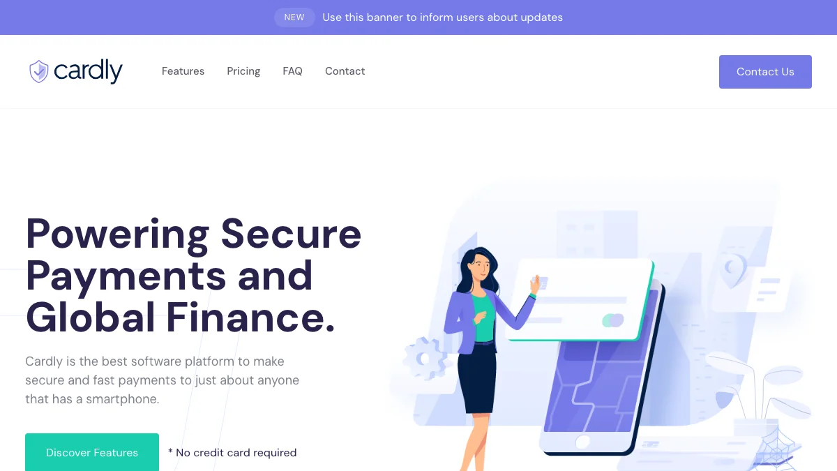 Screenshot of the Cardly theme homepage