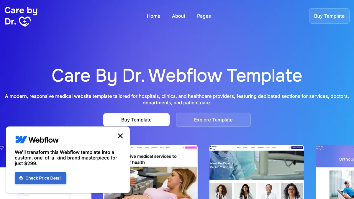 Screenshot of the Care By Dr. theme homepage