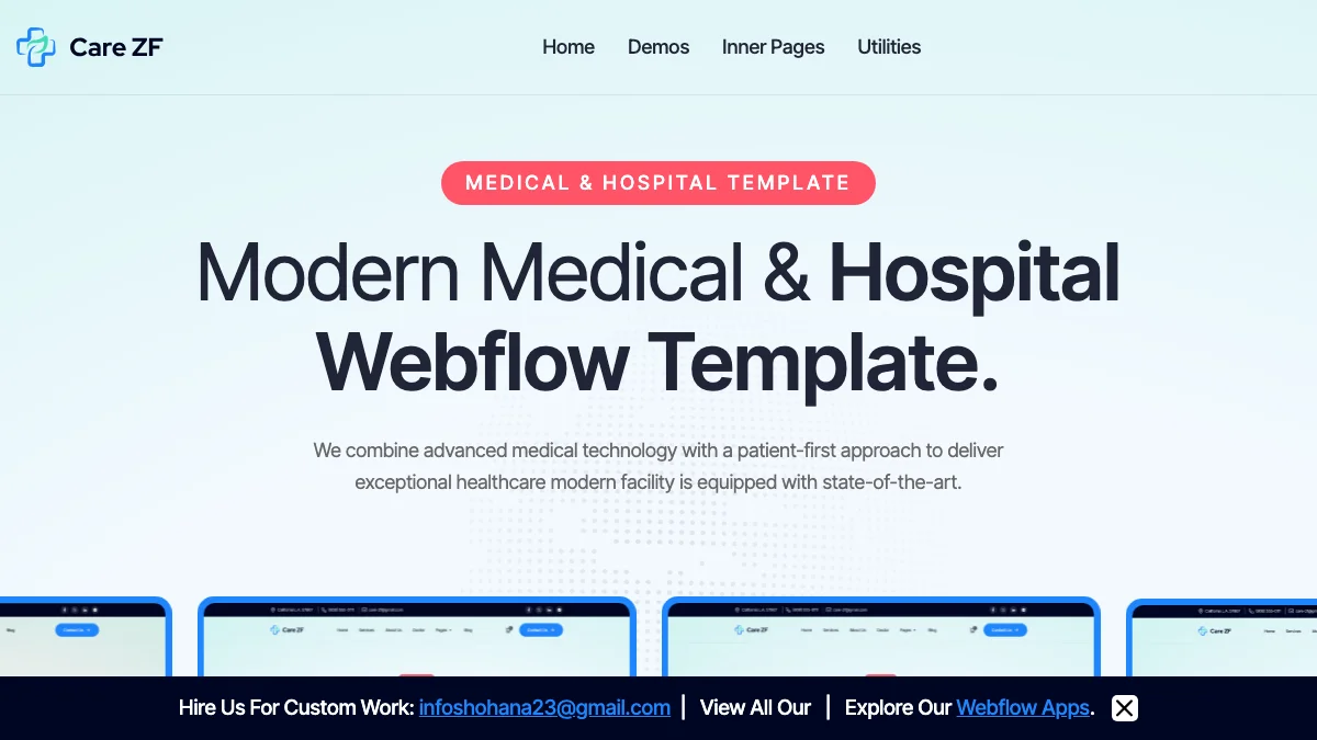 Screenshot of the Care ZF theme homepage