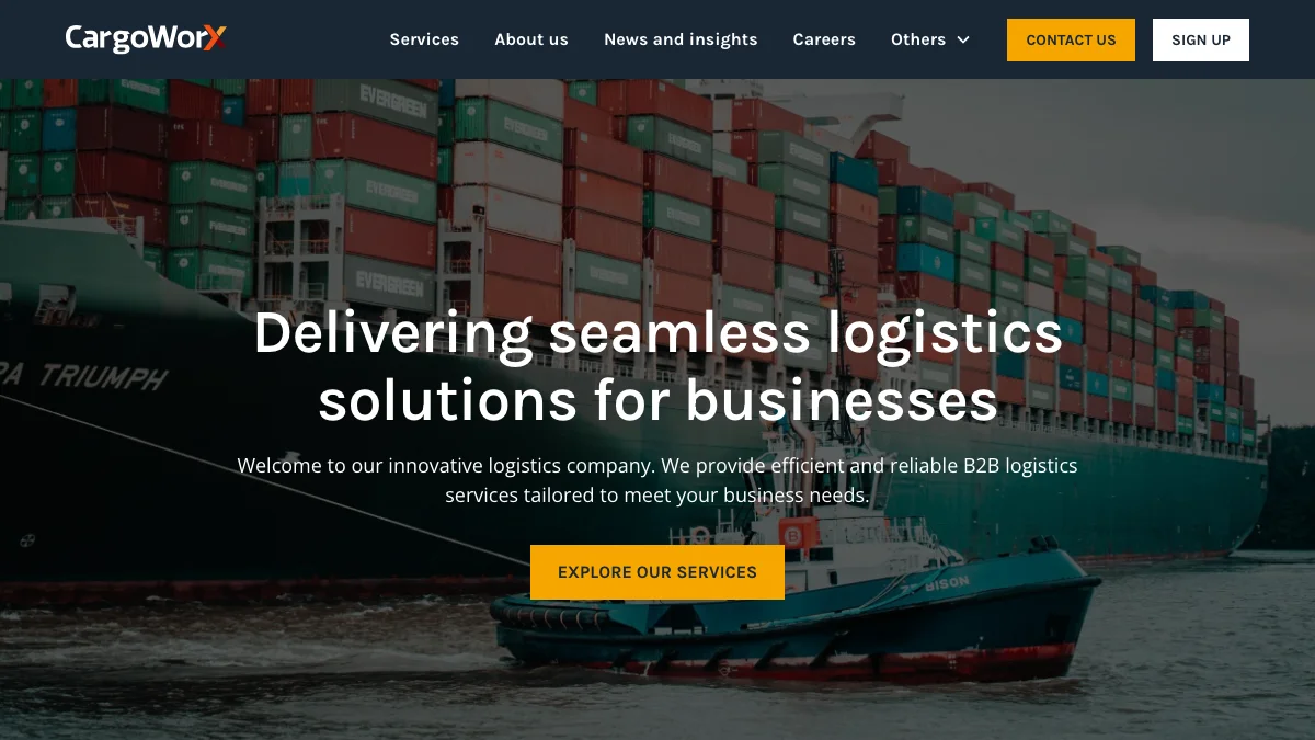 Screenshot of the Cargoworx theme homepage