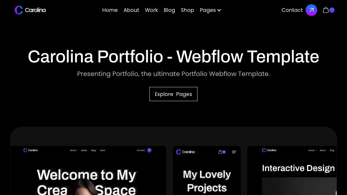 Screenshot of the Carolina theme homepage