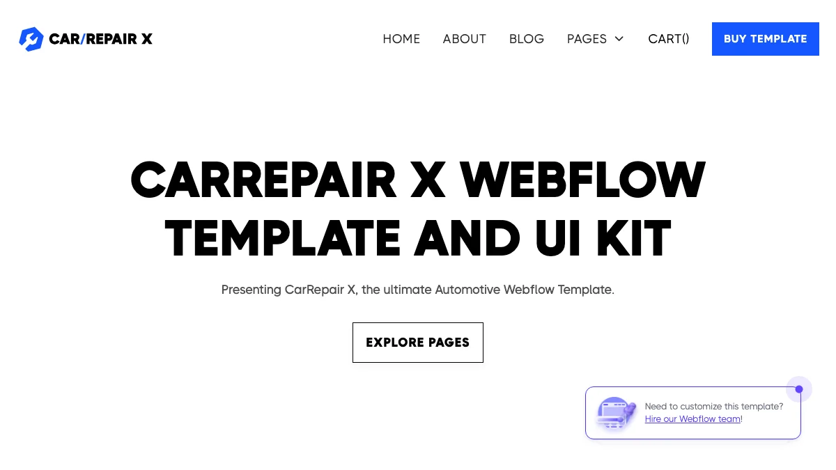 Screenshot of the CarRepair X theme homepage