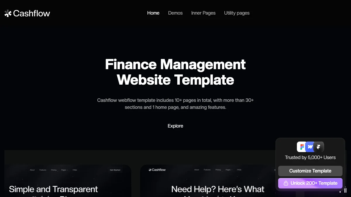Screenshot of the Cashflow theme homepage