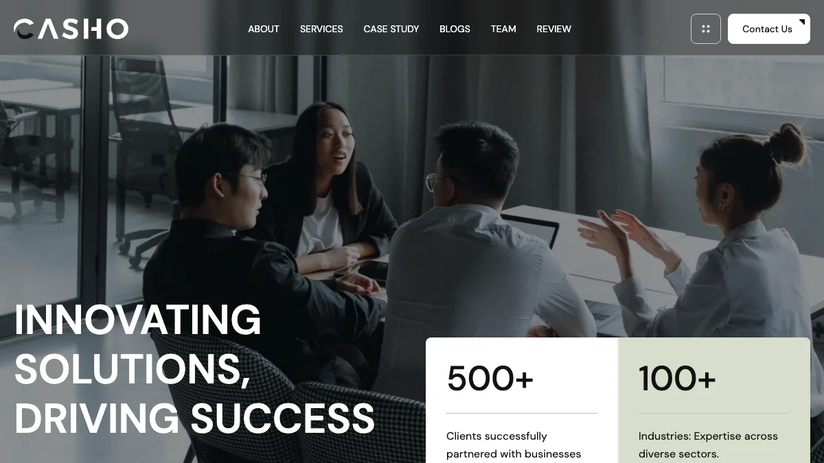Screenshot of the Casho theme homepage