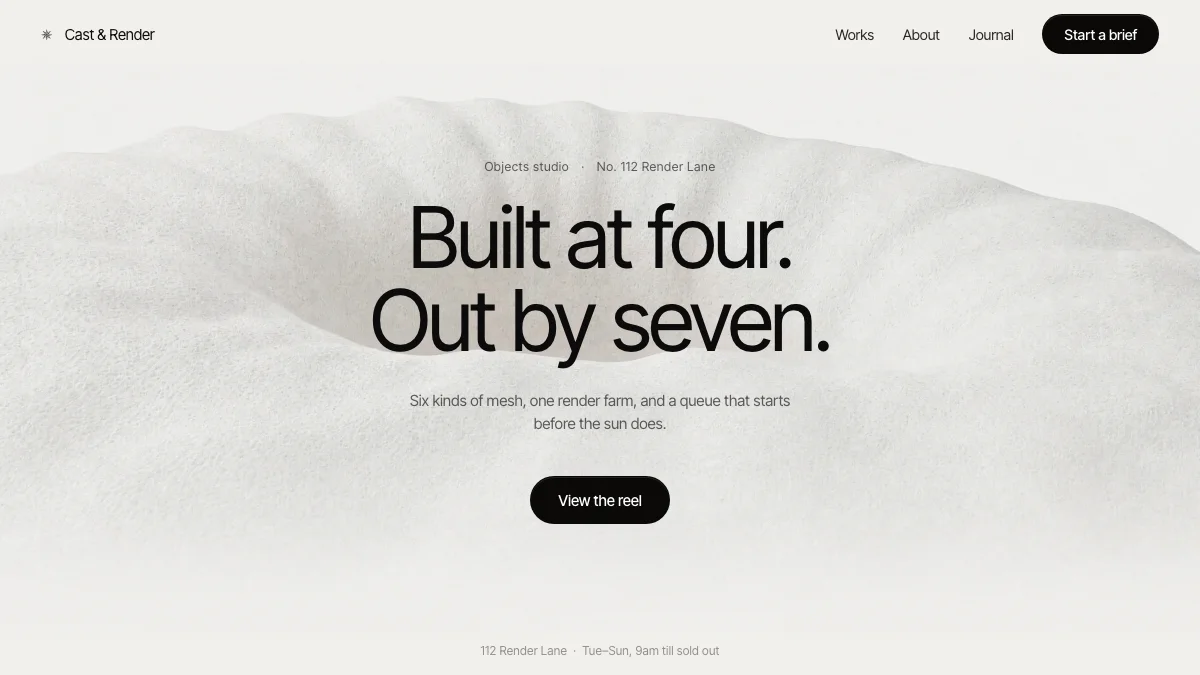 Screenshot of the Cast & Render theme homepage