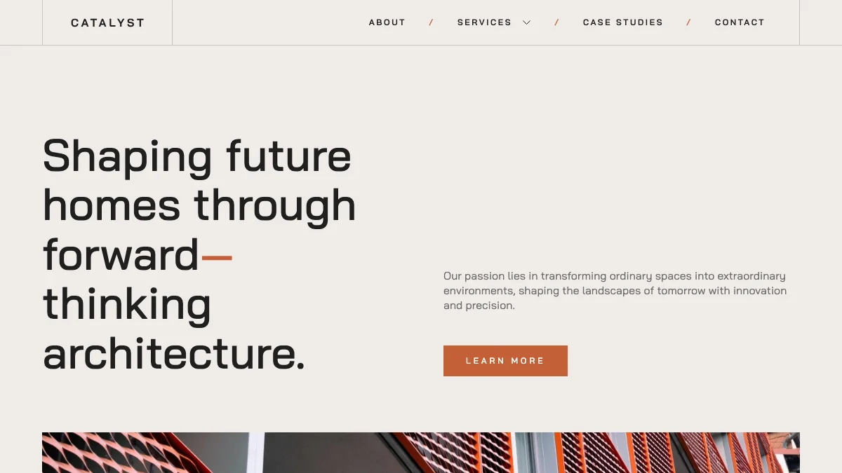 Screenshot of the CATALYST ARCH theme homepage