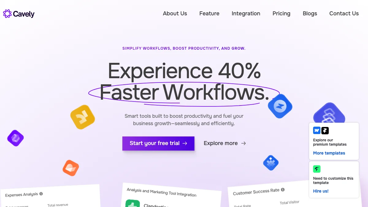 Screenshot of the Cavely theme homepage