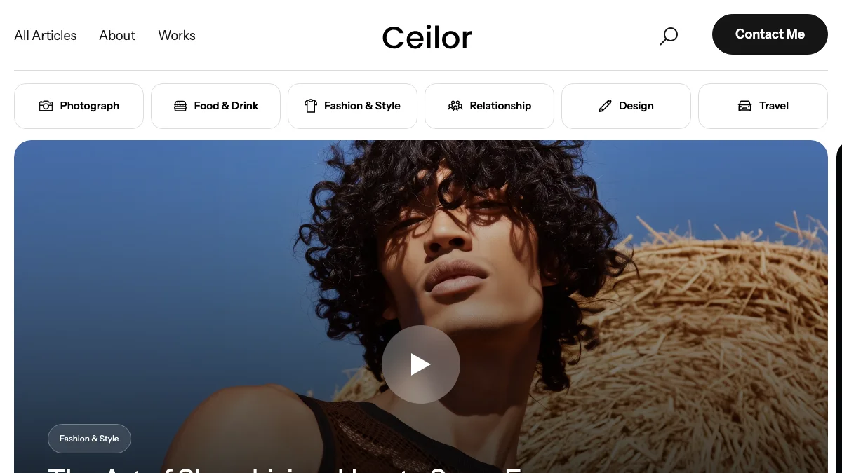 Screenshot of the Ceilor theme homepage