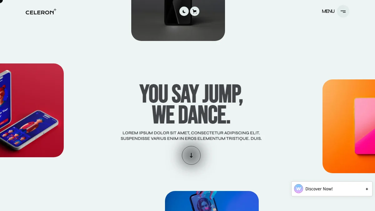 Screenshot of the Celeron Pro theme homepage