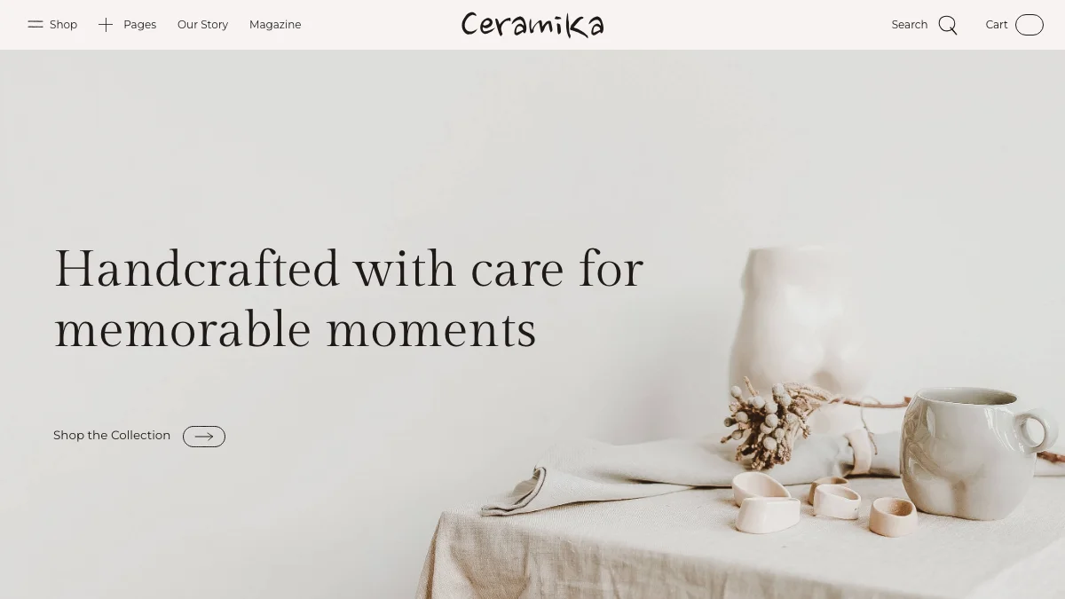 Screenshot of the Ceramika theme homepage