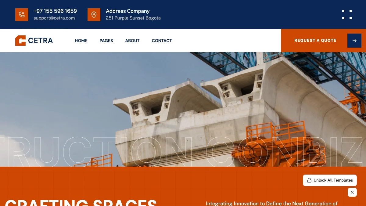 Screenshot of the Cetra theme homepage