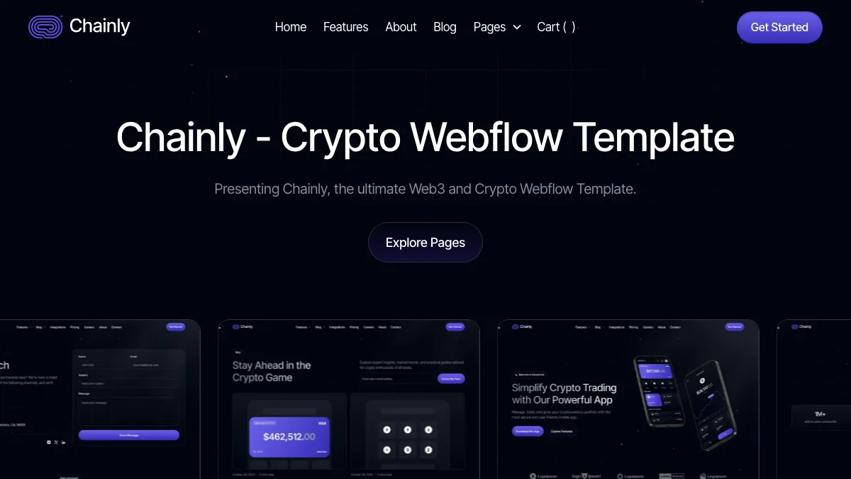 Screenshot of the Chainly theme homepage