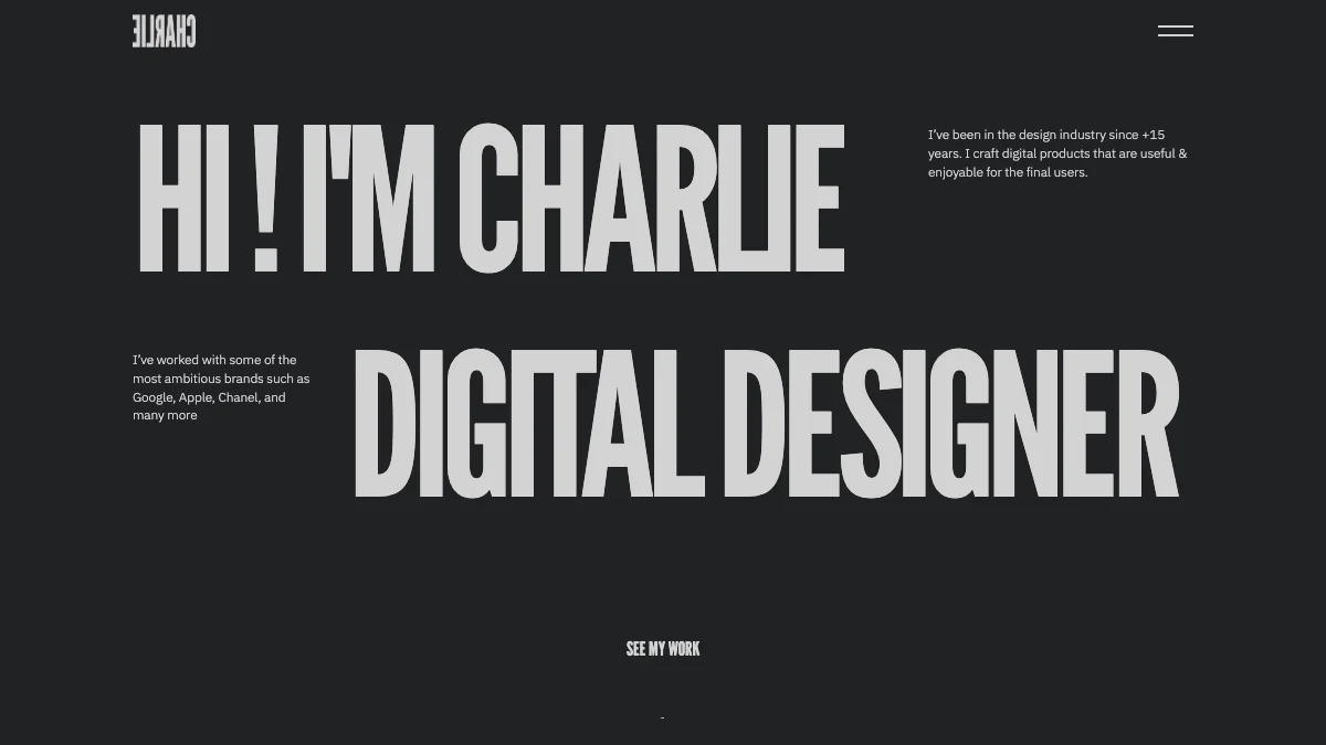 Screenshot of the Charlie theme homepage