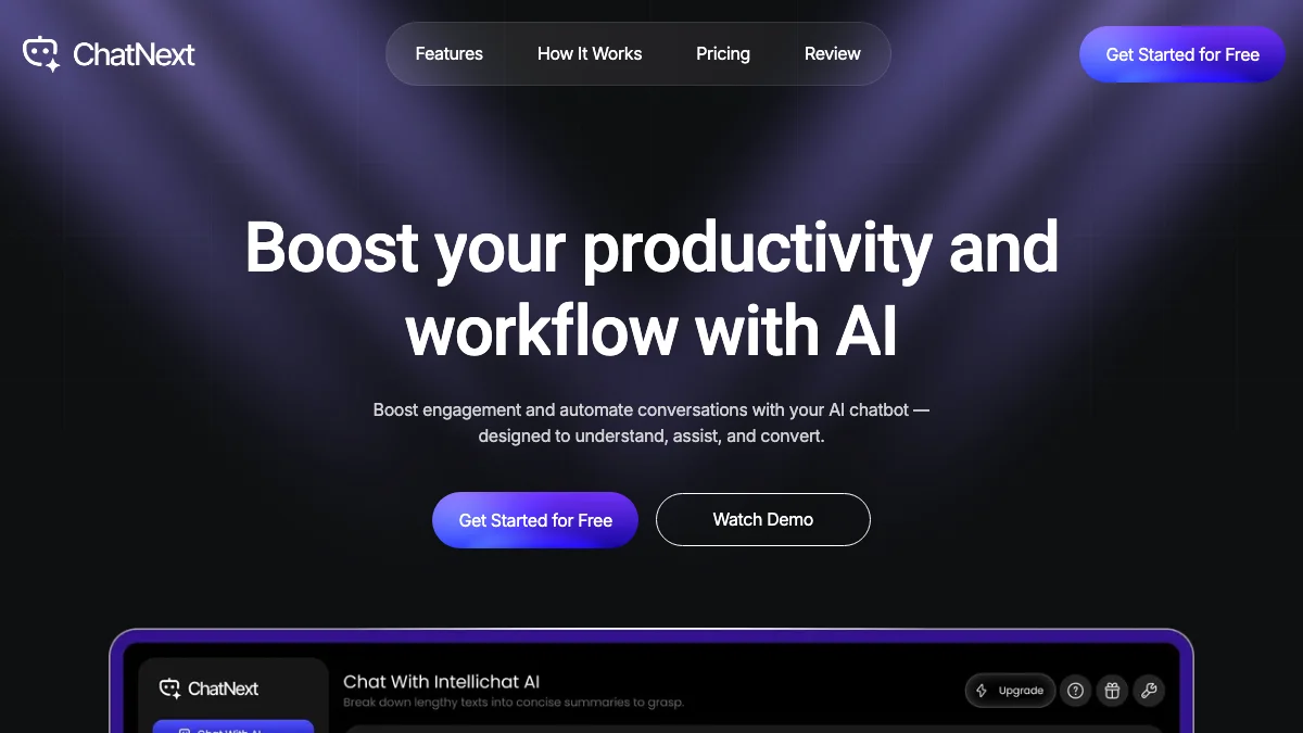 Screenshot of the Chatnext theme homepage