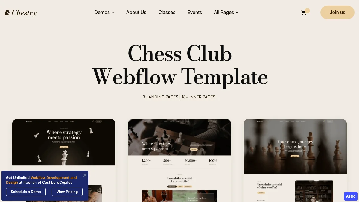 Screenshot of the Chestry theme homepage