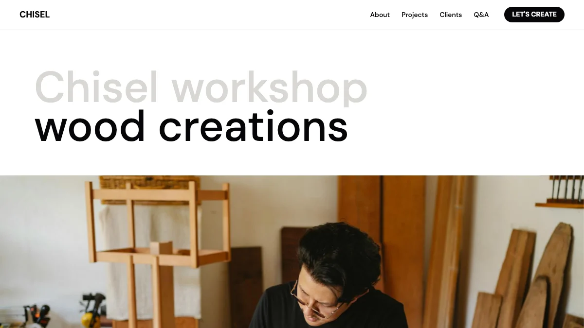 Screenshot of the Chisel theme homepage
