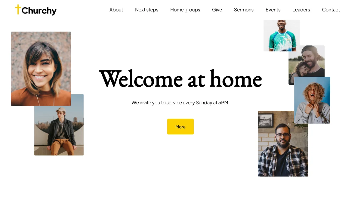 Screenshot of the Churchy theme homepage