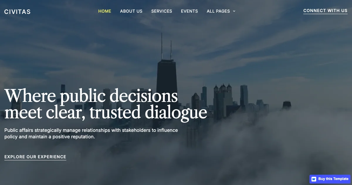 Screenshot of the Civitas theme homepage