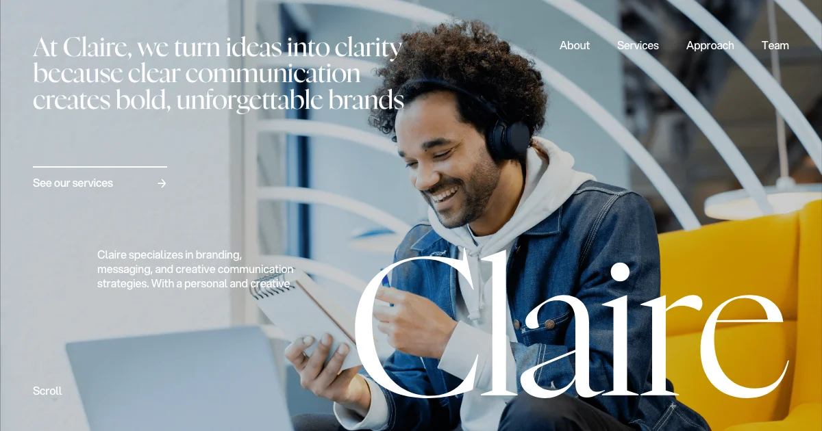 Screenshot of the Claire theme homepage