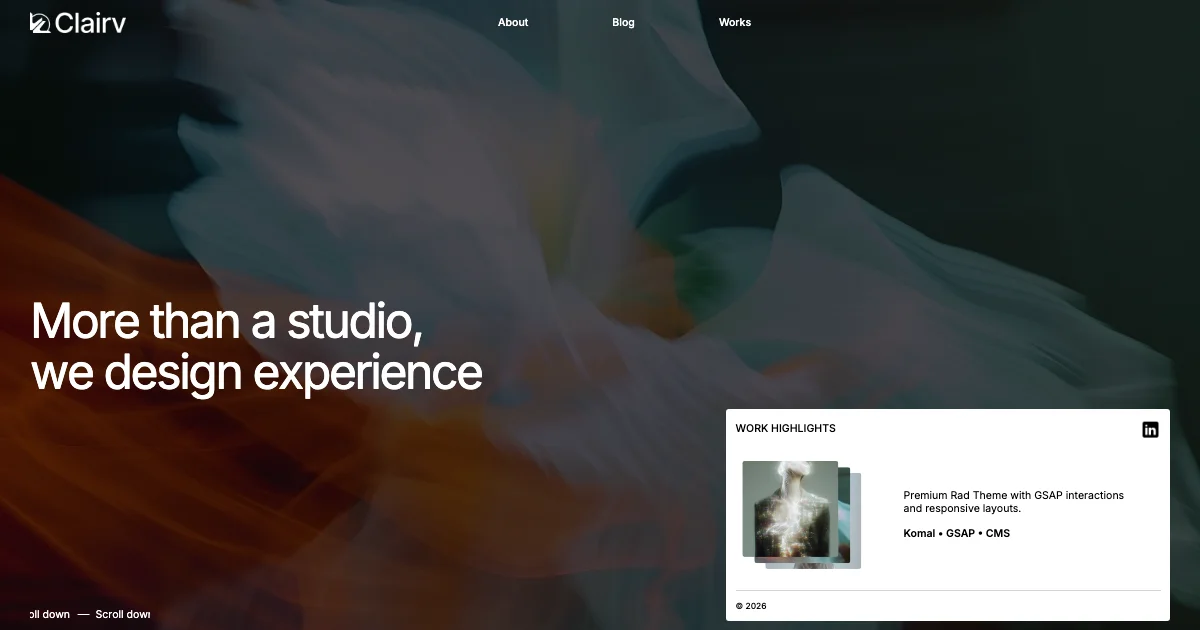 Screenshot of the Clairv theme homepage