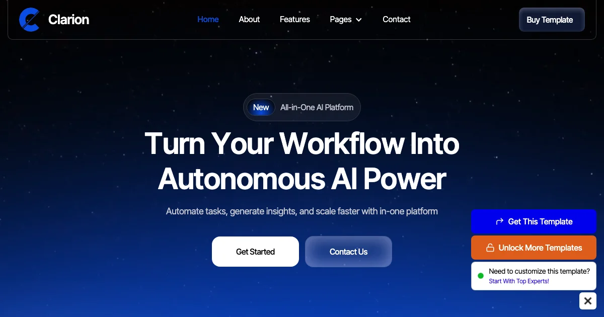 Screenshot of the Clarion theme homepage