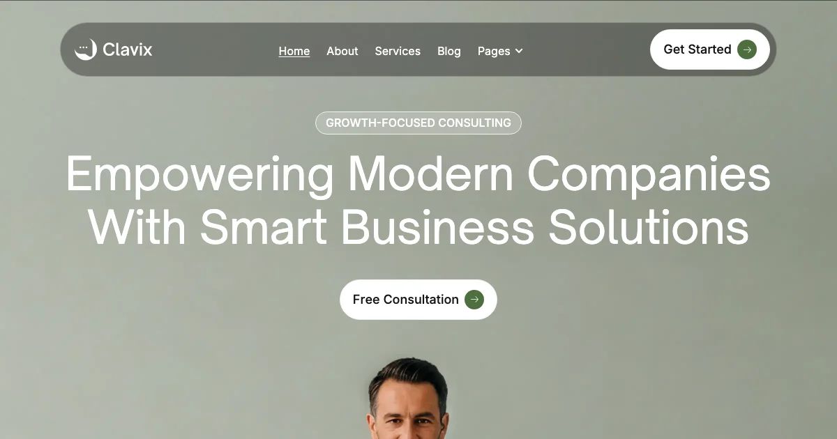 Screenshot of the Clavix theme homepage