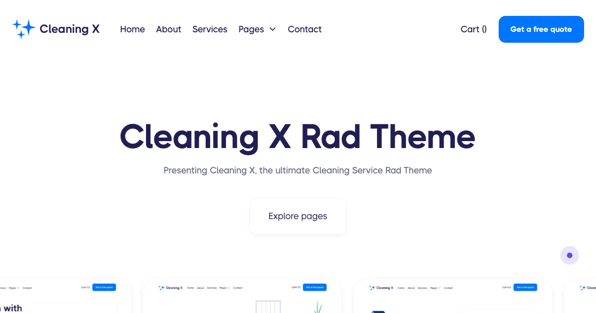 Screenshot of the Cleaning X theme homepage