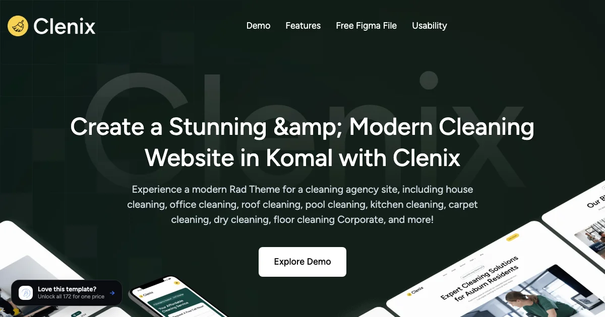 Screenshot of the Clenix theme homepage