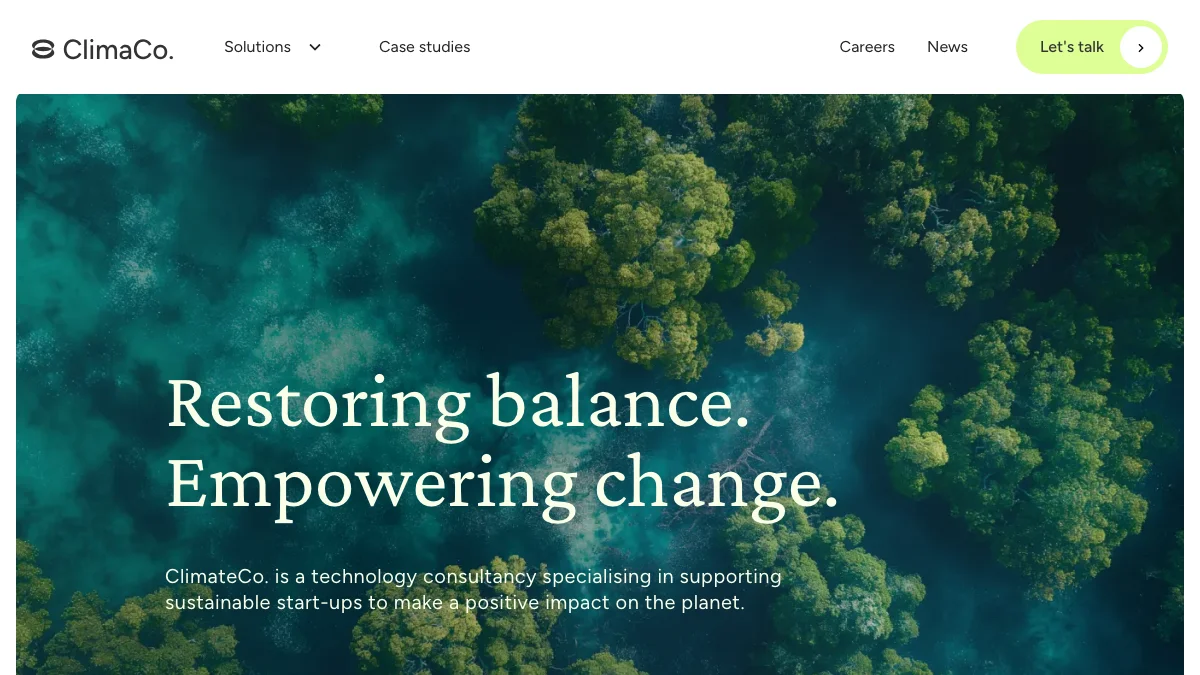 Screenshot of the ClimaCo. theme homepage