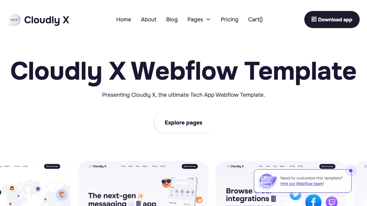 Screenshot of the Cloudly X theme homepage