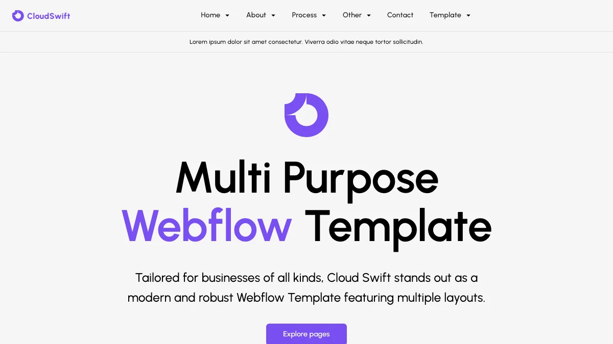 Screenshot of the Cloud Swift theme homepage