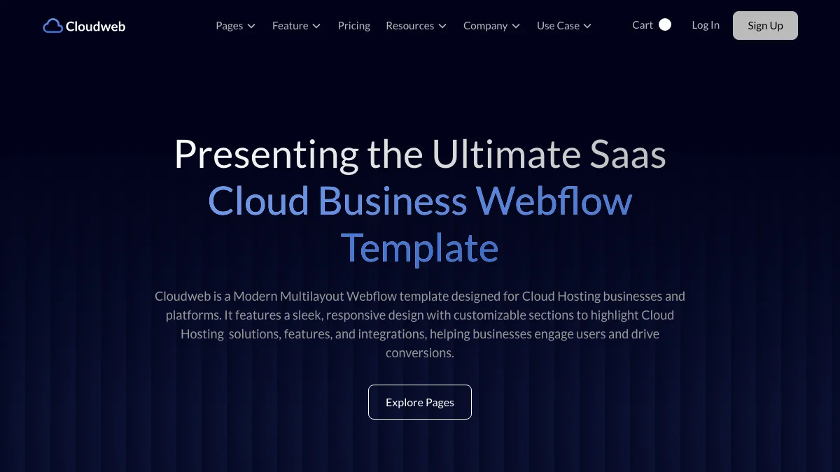 Screenshot of the Cloudweb theme homepage