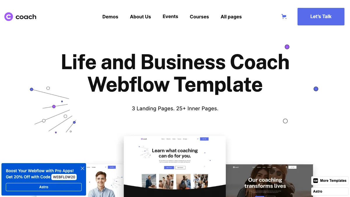 Screenshot of the Coach 128 theme homepage