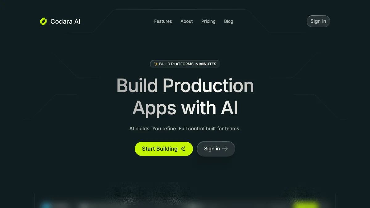 Screenshot of the Codara theme homepage