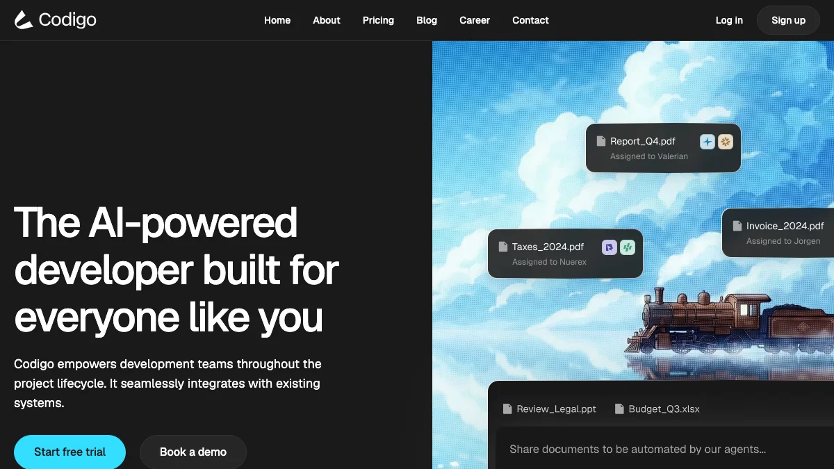 Screenshot of the Codigo theme homepage