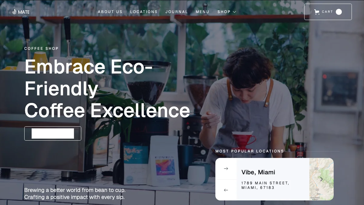 Screenshot of the Coffee Mate theme homepage