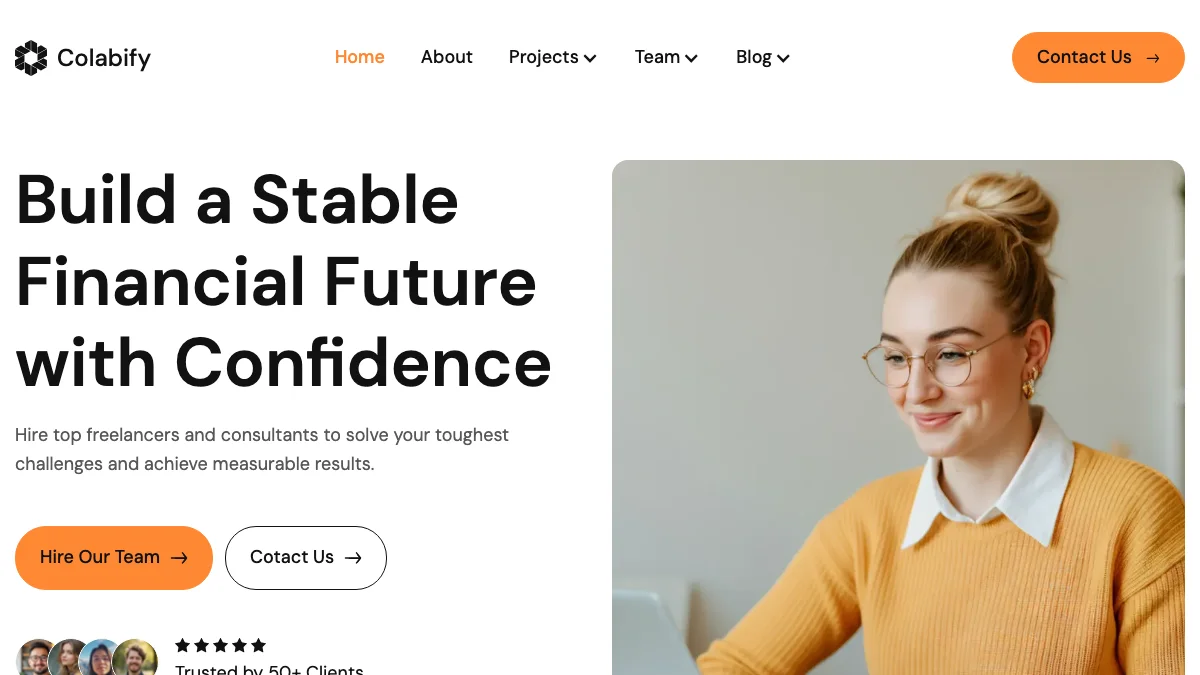 Screenshot of the Colabify theme homepage