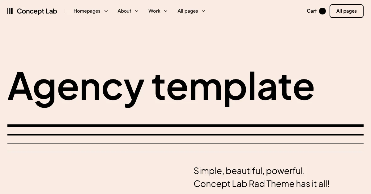 Screenshot of the Concept Lab theme homepage