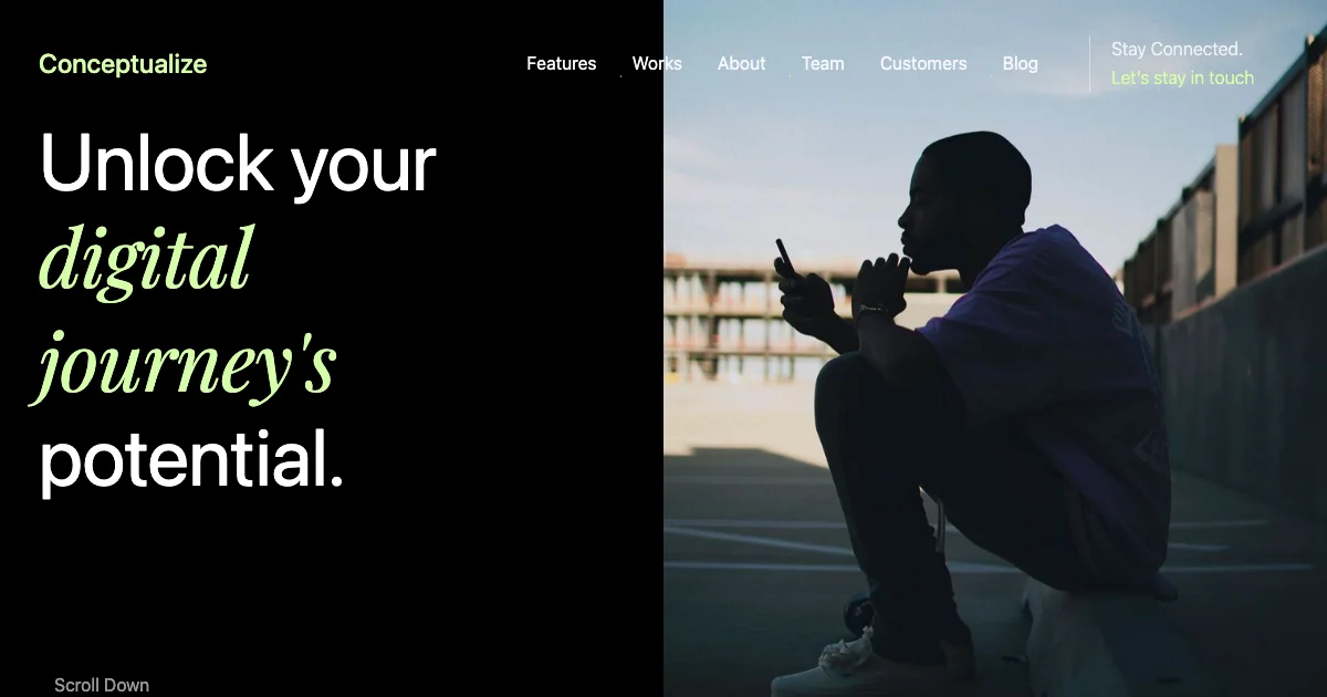 Screenshot of the Conceptualize theme homepage