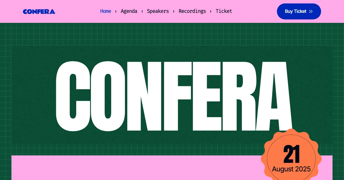 Screenshot of the Confera theme homepage