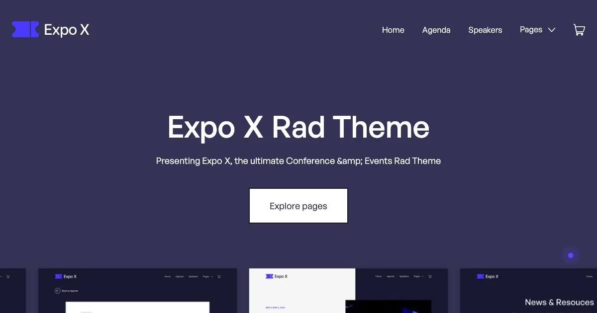 Screenshot of the Conference X theme homepage