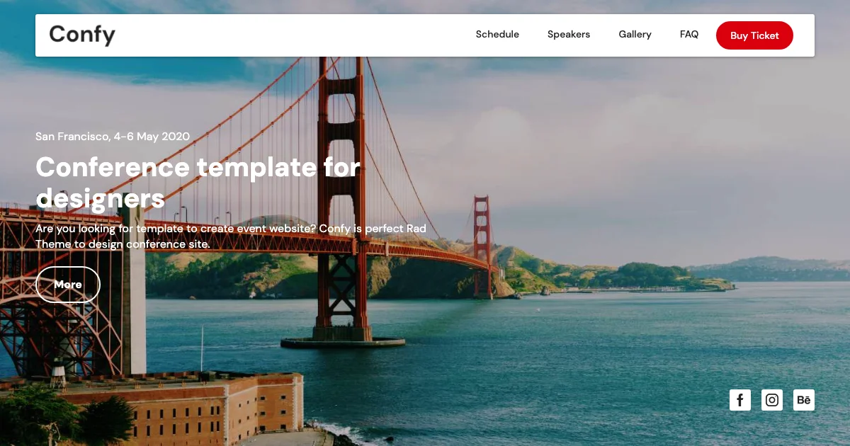 Screenshot of the Confy theme homepage
