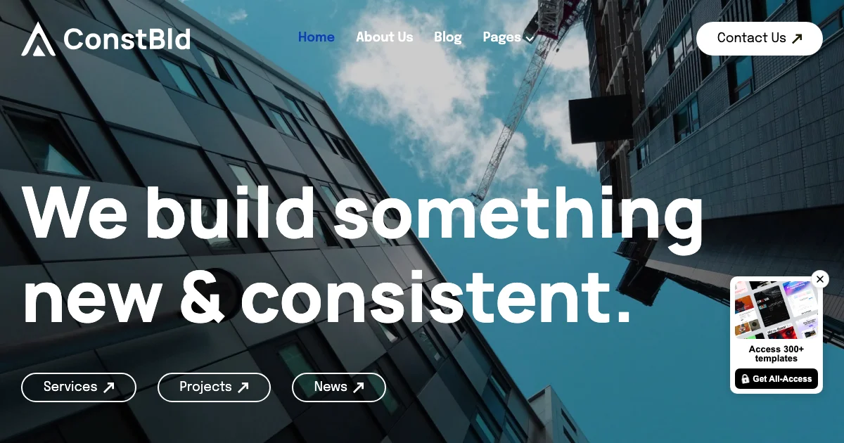 Screenshot of the Constbld theme homepage