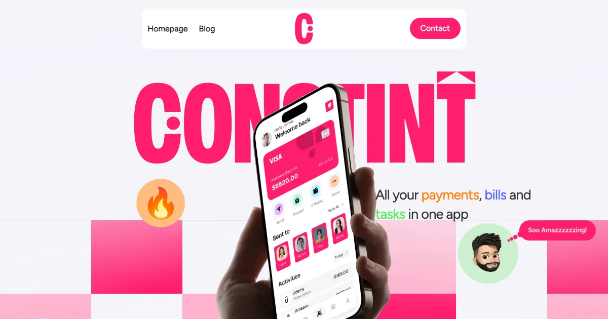 Screenshot of the Constint theme homepage