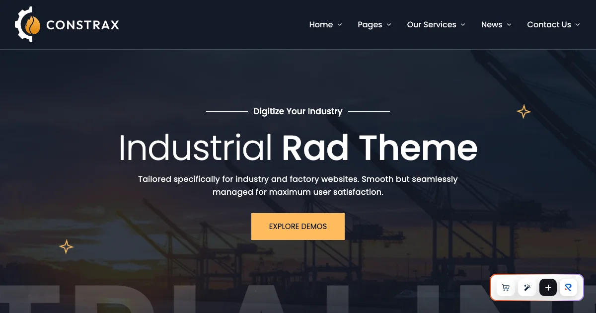 Screenshot of the Constrax theme homepage