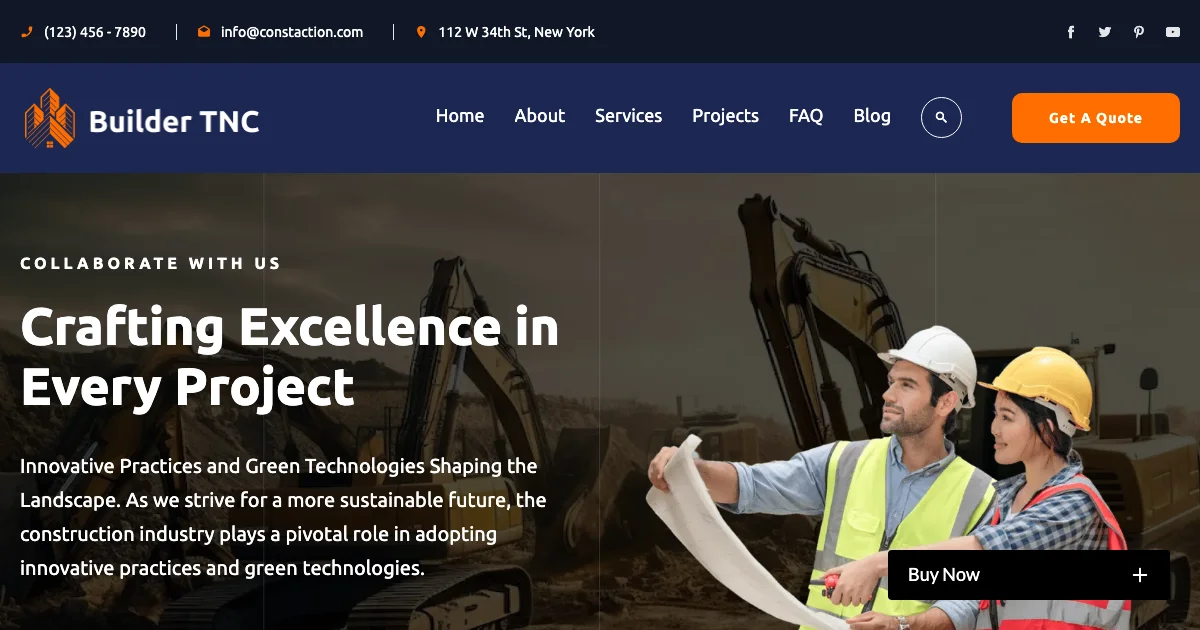 Screenshot of the Builder TNC theme homepage